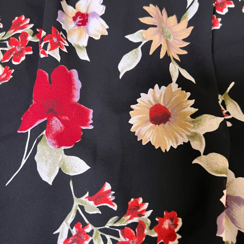 Petite Sophisticate Black Floral Midi Skirt Size 2 Goth Cottagecore Whimsigoth - Picture 7 of 15